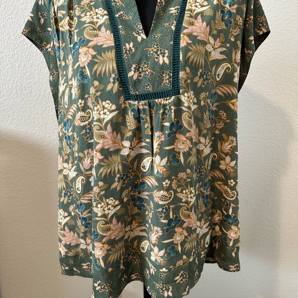 Floral Print Green Blouse